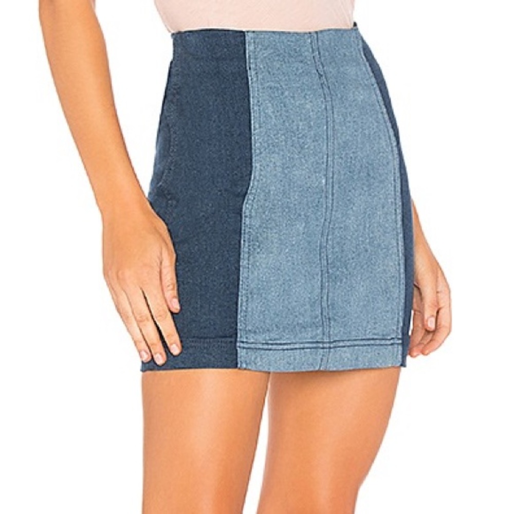 Free People Modern Femme Color Block Mini Skirt